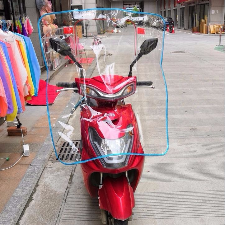 电动车摩托车挡风板夏季电动车防晒罩加宽加厚电瓶车前挡雨防风板 - 图2