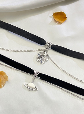 黑色绒布千禧辣妹甜酷颈链