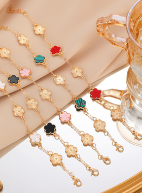 多彩时尚镀金五叶花手链