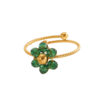 Six-petal crystal flower blooming on fingertips, titanium steel ring necklace