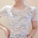 Matched with a suspender skirt with lace short-sleeved T-shirt for women's thin mesh hollow base shirt short niche top