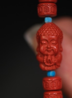 安之朱砂 无相佛珠手串女 搭配宝宝佛和绿度母 原创设计手链