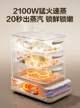 苏泊尔电蒸锅家用三层大容量0涂层不锈钢多功能蒸煮炖一体蒸锅
