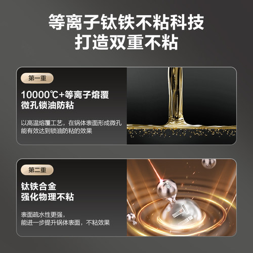 新品苏泊尔有钛铁锅铁不粘无涂层钛锅家用炒锅不粘锅炒菜锅铸铁锅 - 图3