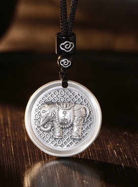 足银999黄财神吊坠挂坠男女新品