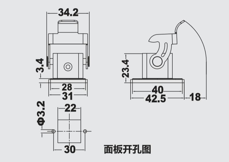 WAIN唯恩连接器H3A-BK-1L/W开孔底座1100033241001原装厂家新现货 - 图2