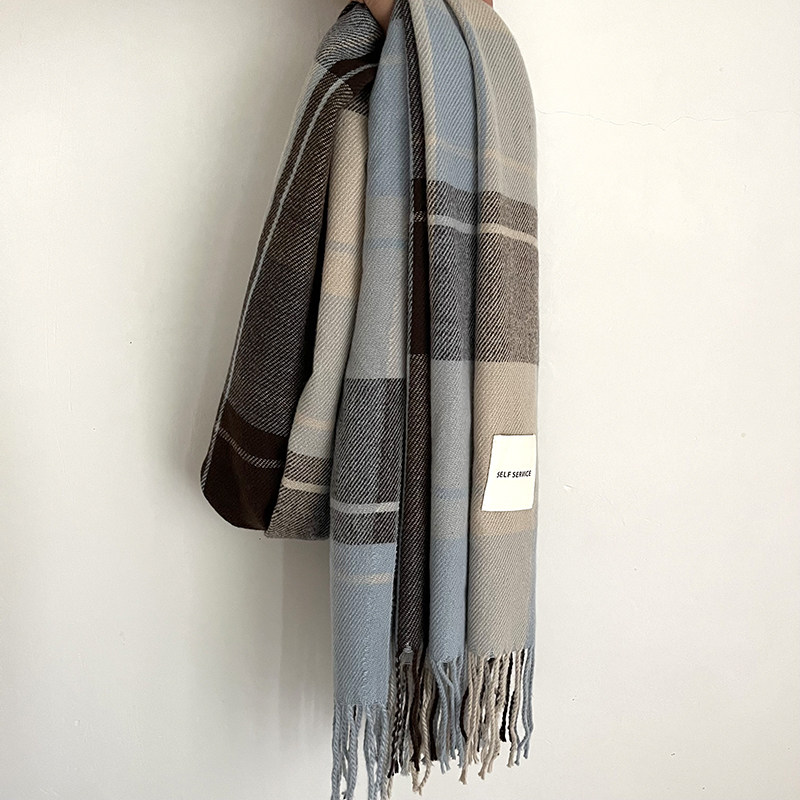 秋冬新款英伦学院风仿羊绒围巾女生百搭情侣学生保暖格子围脖男生,淘宝优惠券,粉丝福利购,淘宝优惠卷