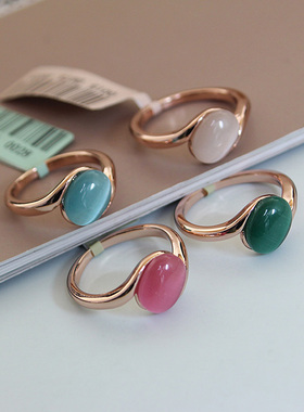 2019日韩新款简约猫眼石玫瑰高级