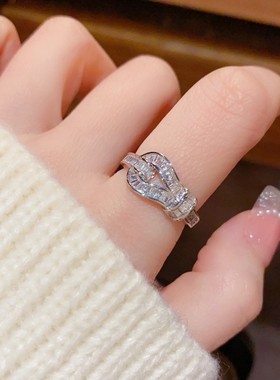 小众气质时尚满钻马蹄扣开口戒个性轻奢百搭高级感超闪食指戒戒指