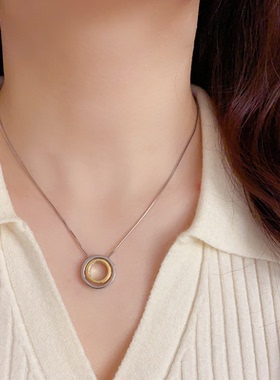 法式时尚简约设计感金银撞色圆环项链个性轻奢独特冷淡风毛衣链女