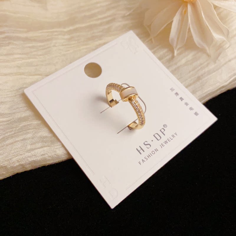 Niche fashion high-end curved natural mother-of-pearl open ring with simple temperament and versatile open adjustable ring for women