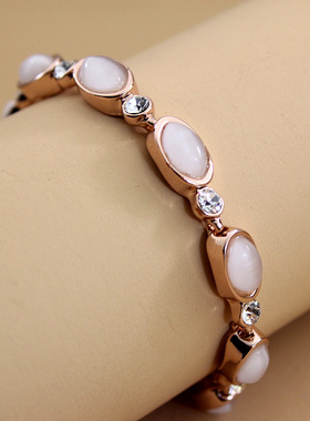 威妮华绿色猫眼石手链气质妈妈款