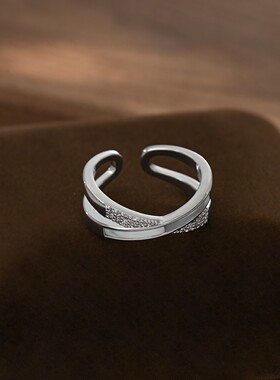 法式风新款简约百搭天然贝壳开口交叉无名指中指食指环戒指装饰品