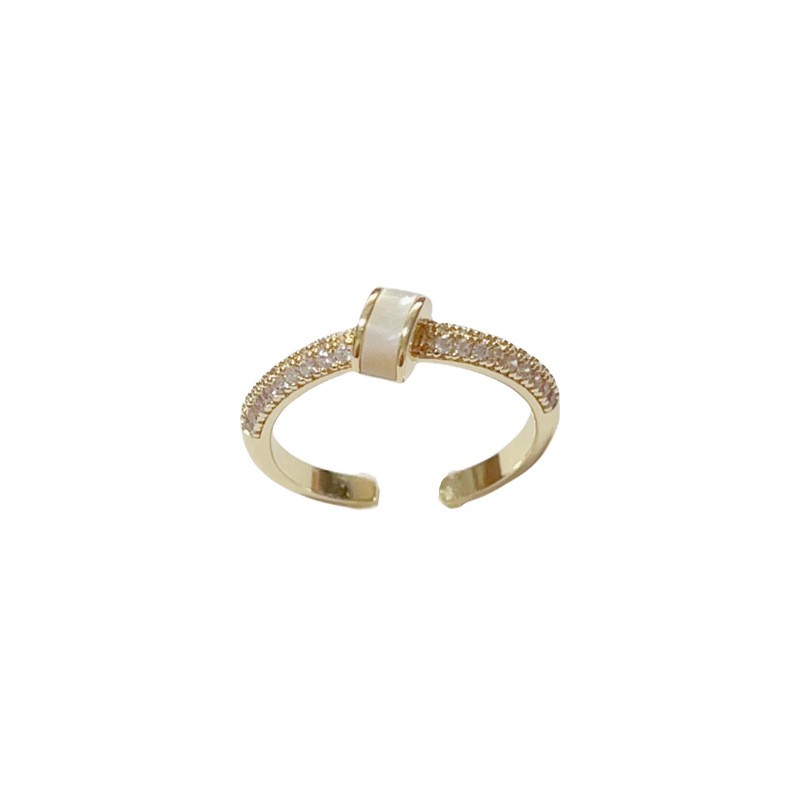 Niche fashion high-end curved natural mother-of-pearl open ring with simple temperament and versatile open adjustable ring for women
