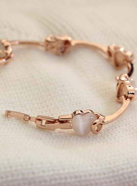 韩国精美爱心手链女潮玫瑰金手镯