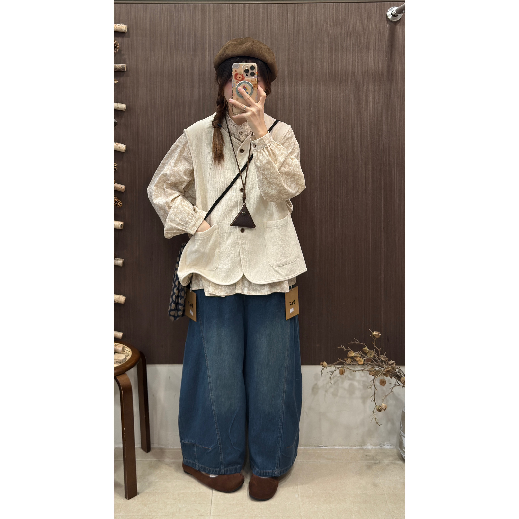 DA.7-早春上新日系复古拼接牛仔阔腿简约显瘦百搭弯刀牛仔裤136、,淘宝优惠券,粉丝福利购,淘宝优惠卷