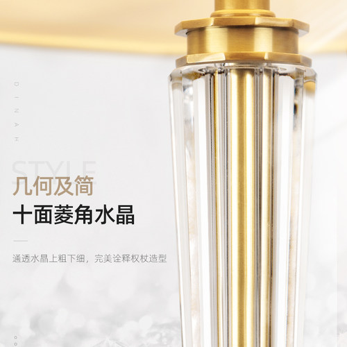 美式高端水晶台灯主卧室床头柜灯轻奢简约全铜客厅高级感装饰台灯 - 图2