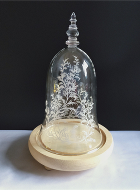 包邮小王子美女与野兽玫瑰花永生花印花玻璃防尘罩创意送女友摆件