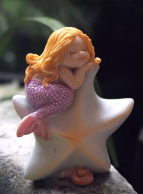 鱼缸造景装饰小摆件美人鱼沉底海底水族箱创意饰品可爱人物贝壳