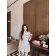 Ruoyu Customized Ice Mint Bajia knitted ice pleated skirt suit pure lust sexy temperament top and skirt set