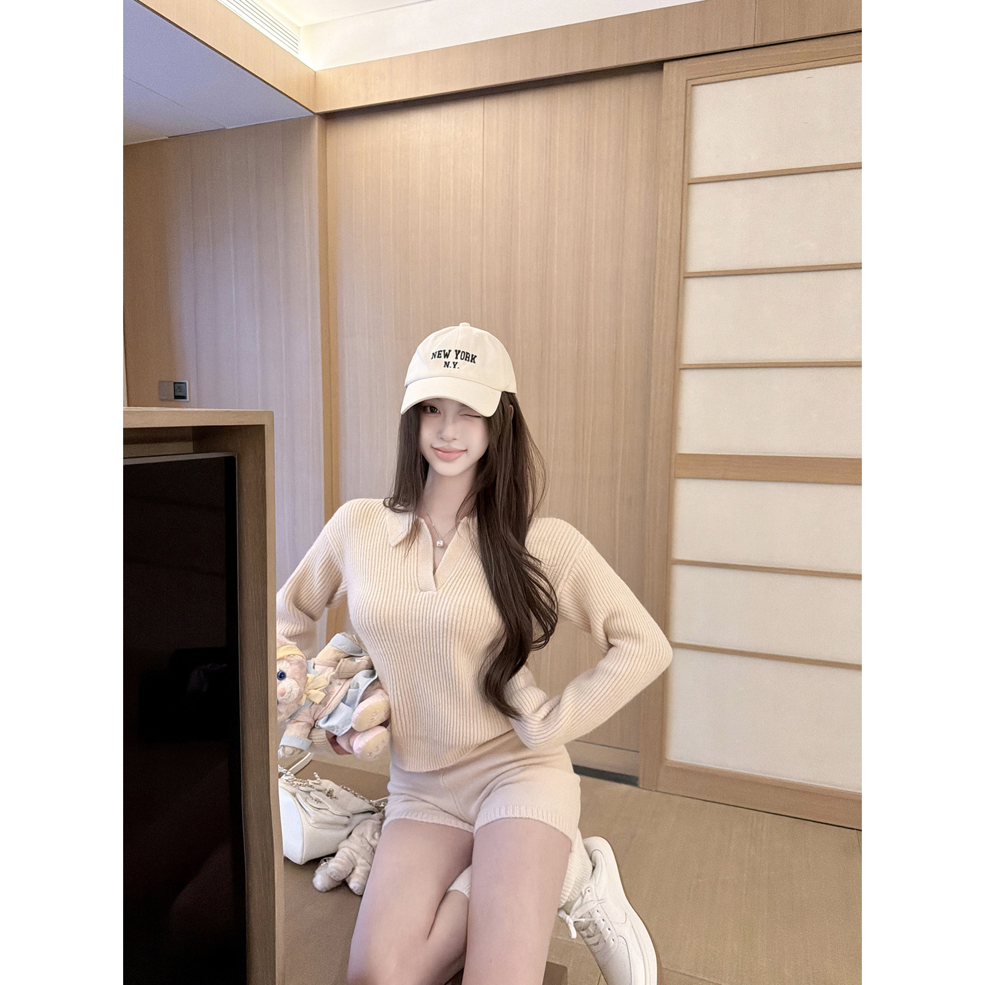 若语定制 a10白开水套组 奶桂粉坑条上衣短裤休闲两件套运动时尚,淘宝优惠券,粉丝福利购,淘宝优惠卷