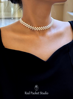 法式复古优雅手工编织珍珠项链