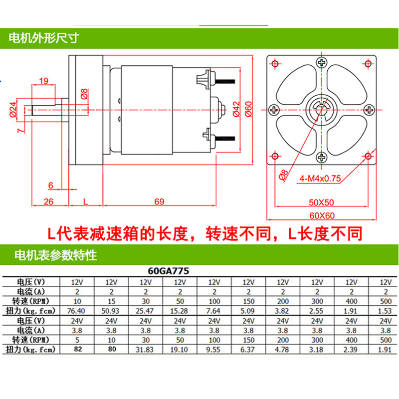 775直流减速电机12V24V微型低速慢速小马达35W大扭力有刷调速电机 - 图1