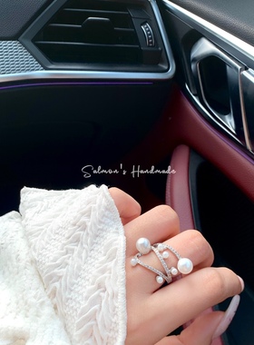 可调节开口戒珍珠锆石高级温柔