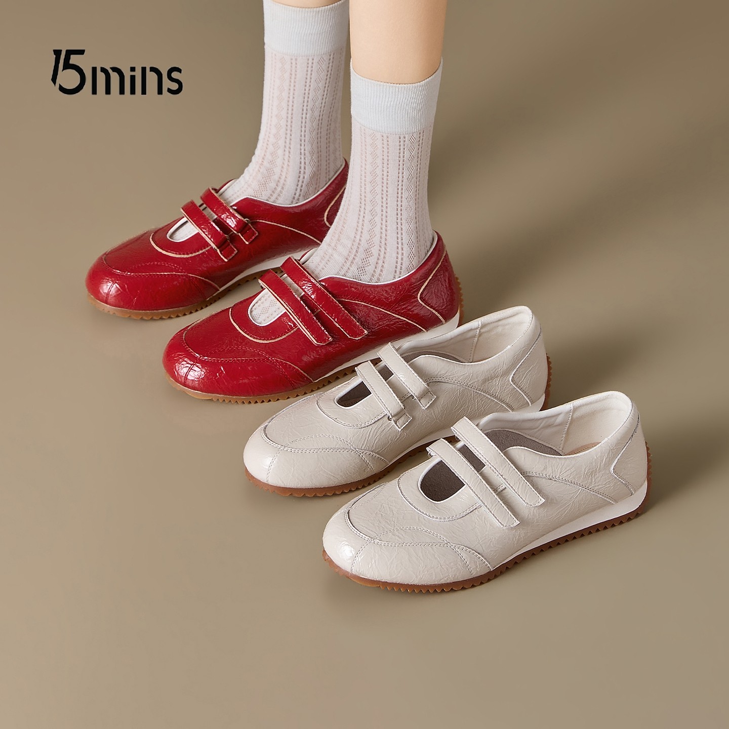 15mins厚底玛丽珍鞋女2026新款春季魔术贴浅口运动休闲鞋平底单鞋,淘宝优惠券,粉丝福利购,淘宝优惠卷