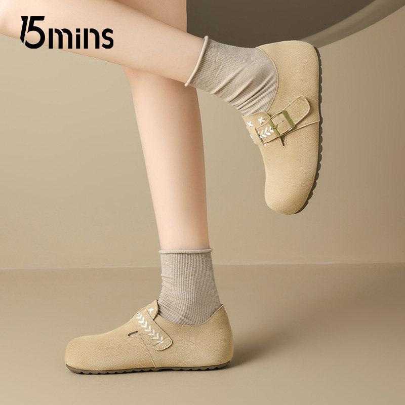 15mins复古勃肯鞋女2026春新款外穿全包一脚蹬软底乐福鞋平底单鞋,淘宝优惠券,粉丝福利购,淘宝优惠卷
