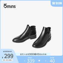 15mins European And European Fashion Boots Female Winter New Mall same style Fashion Belt Buckle Short Boots UW702DD1