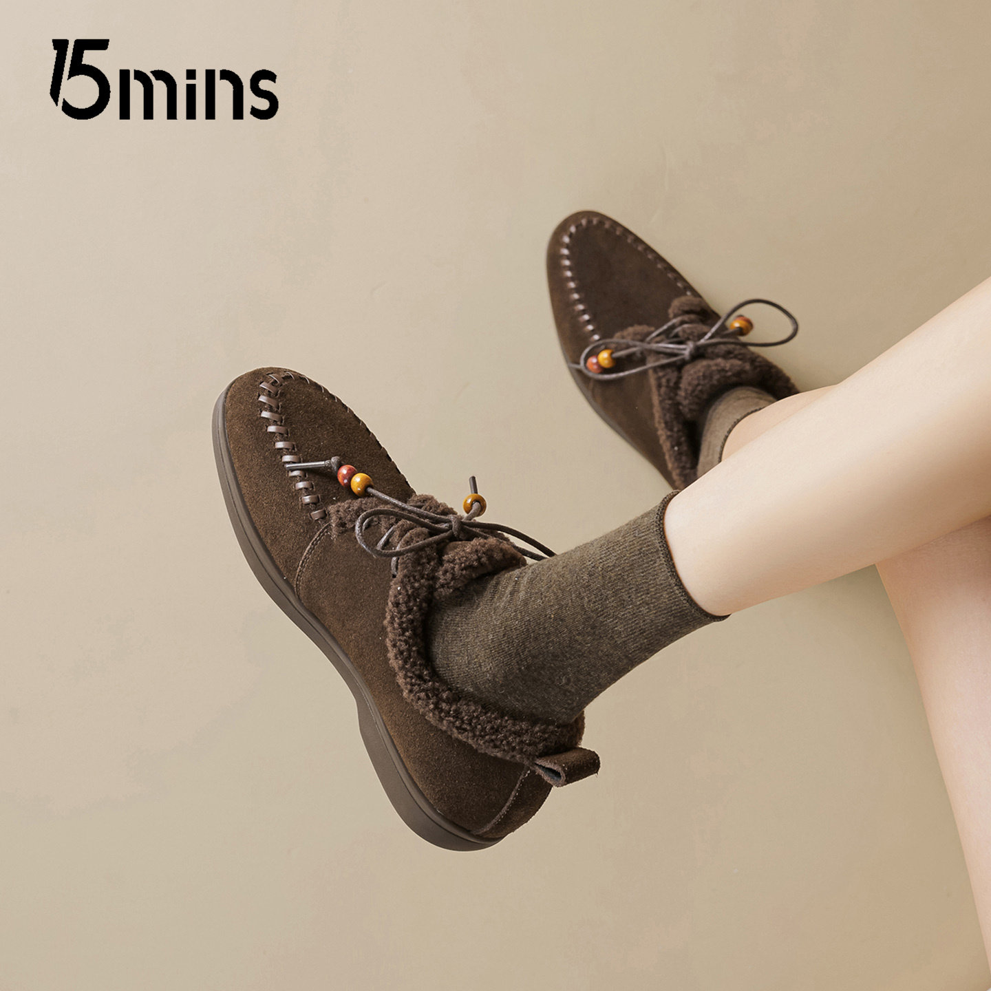 15mins加绒勃肯棉鞋女2025新款冬季软底小皮鞋通勤百搭保暖乐福鞋,淘宝优惠券,粉丝福利购,淘宝优惠卷