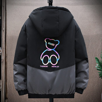 ເສື້ອຍືດສັ້ນຜູ້ຊາຍ 2022 ລະດູໜາວ ແນວໂນ້ມໃໝ່ໆ ນັກຮຽນເກັ່ງ Pikachu jacket thickened tide brand clothes winter