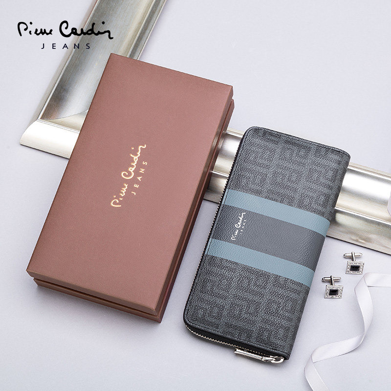 皮尔卡丹新款潮流长款拉链简约钱包 皮尔卡丹箱包男士包袋