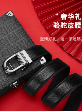 皮尔卡丹男士骆驼皮皮带