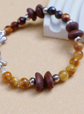 咖啡系列串珠小众蝴蝶结扣手链