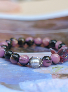 天然紫幽灵曜石仿水晶蝴蝶手链