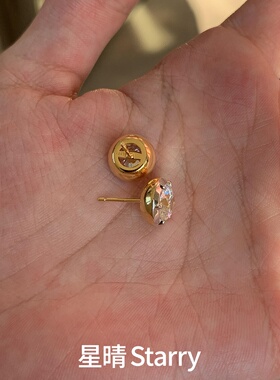 金瓯圆珀镶钻锆石百搭圆包耳钉