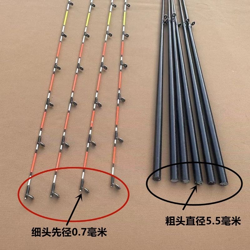 筏竿竿稍配节5.5mm实心筏竿稍玻纤大物抛投筏竿远投软尾筏杆稍-图3