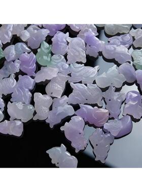 冰种翡翠玉立体十二生肖吊坠挂件饰品2025年蛇年吉祥物可定制DIY