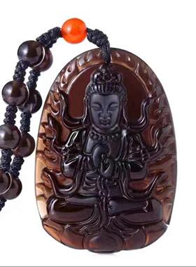 新年黑曜石吊坠普贤菩萨12生肖守护神像八大守护佛饰品