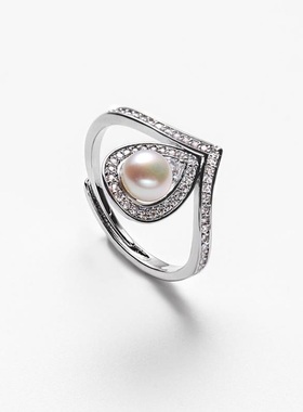 戴拉时尚水滴淡水珍珠开口戒指