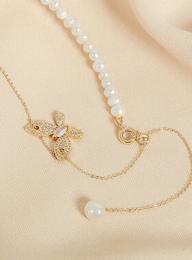 戴拉时尚蝴蝶小灯泡淡水珍珠项链