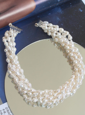 925银淡水巴洛克珍珠项链choker