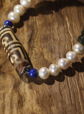 藏式珍珠四眼天珠多宝项链锁骨链