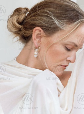 天然白水晶淡水巴洛克珍珠女项链