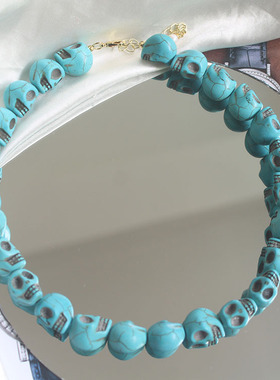 小众复古骷髅头项链情侣锁骨链