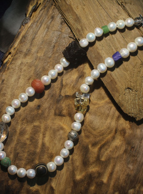 高订原创复古藏式珍珠多宝石项链