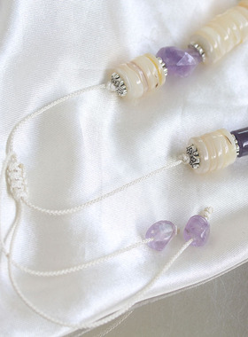 天然紫水晶贝壳项链时髦气质可调