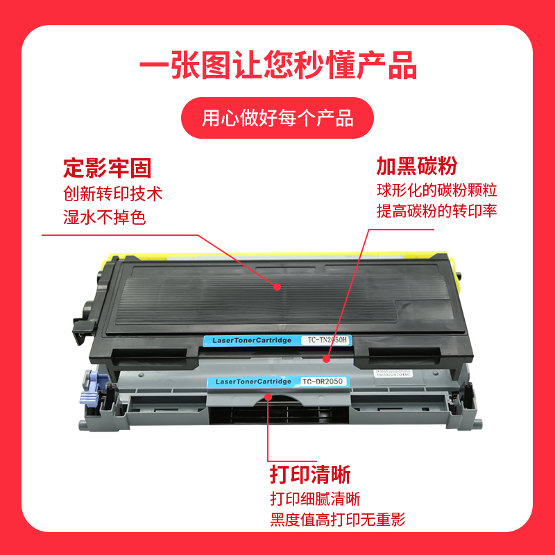 适用兄弟TN2050粉盒DPC7010联想m7020 Fax2820 2020 MFC7420硒鼓 - 图0